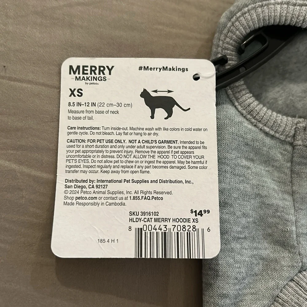 Merry Makings “Sometimes Merry” Kitten Hoodie and Cat Bandanna